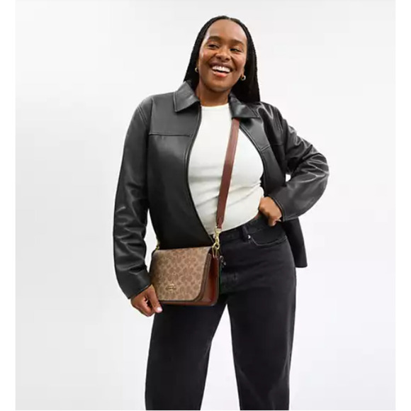 Coach Quinn Bag In Signature Canvas With Floral Chain In Tan/Brown CBG96 NWT - Picture 6 of 11